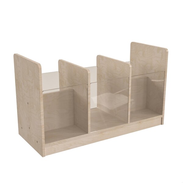 Flash Furniture Bright Beginnings Commercial Grade Modular Double Sided Multipurpose Wooden Classroom Storage Unit with Transparent Sides, Natural MK-KE24558-GG - main